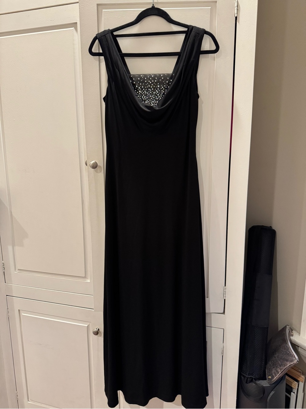 Calvin Klein Black Maxi Dress with Draped Cowl Neck